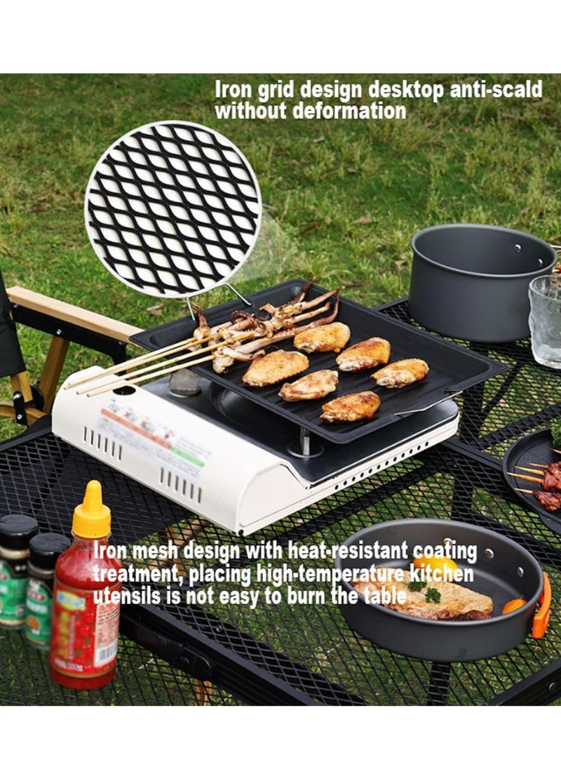 Outdoor Camping Folding Grill Table Portable Lightweight Metal Grill Stand for Outdoor