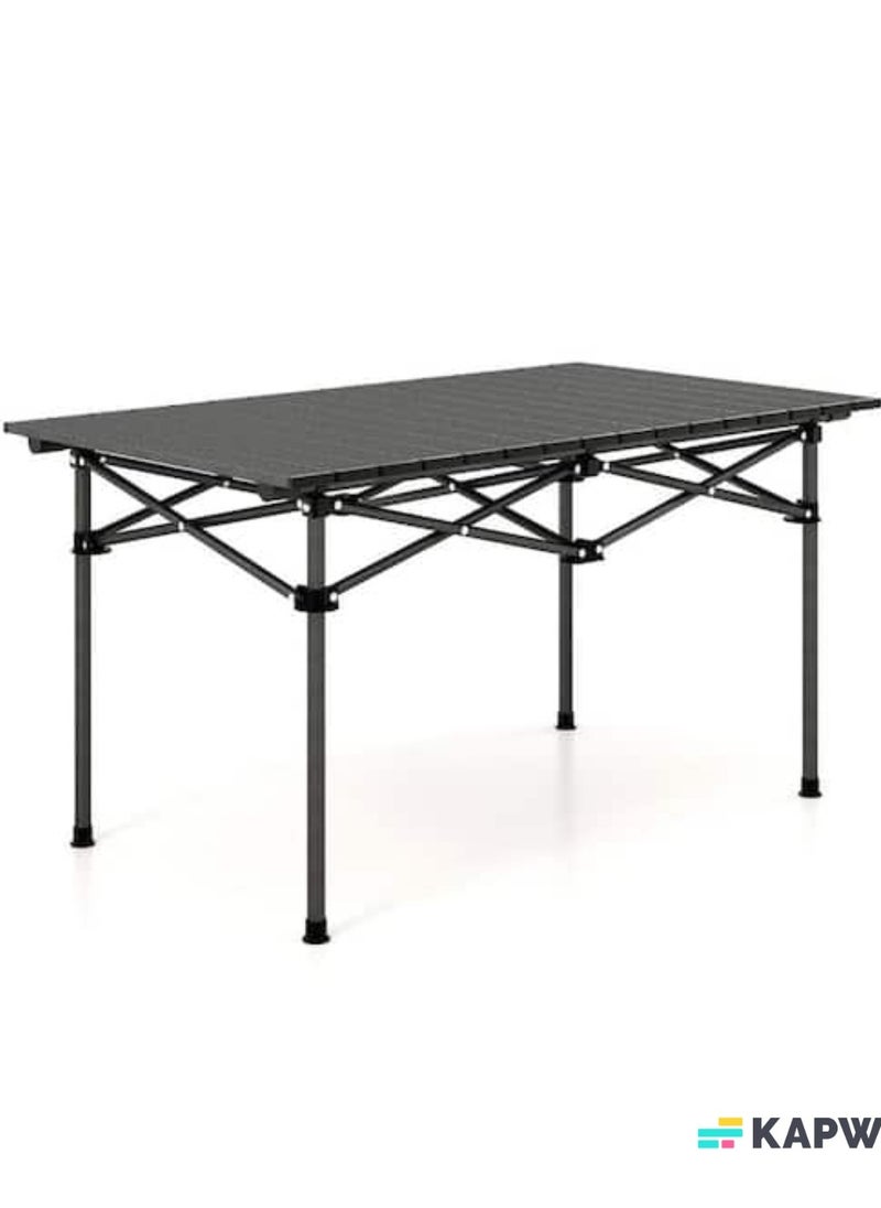 Black Portable Roll-up folding table for camping good for 4-6 person 120*55*50cm