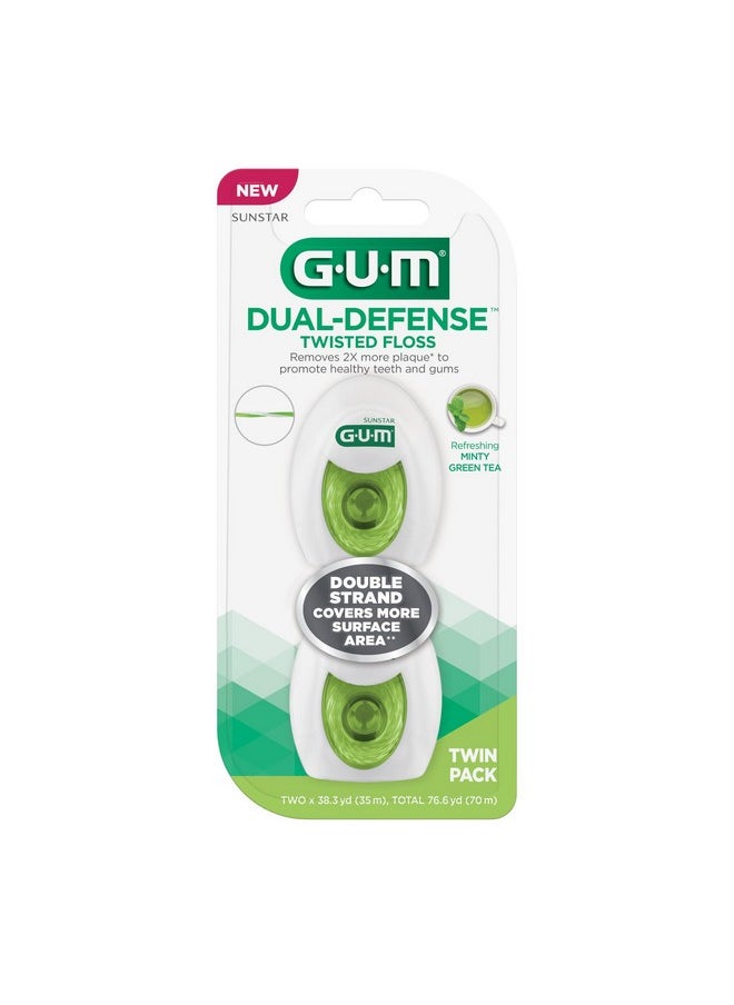 Dual-Defense Twisted Dental Floss - Double Strand Waxed Floss - Green Tea And Mint, 2Ct (3Pk)