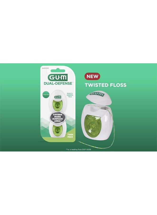 Dual-Defense Twisted Dental Floss - Double Strand Waxed Floss - Green Tea And Mint, 2Ct (3Pk)