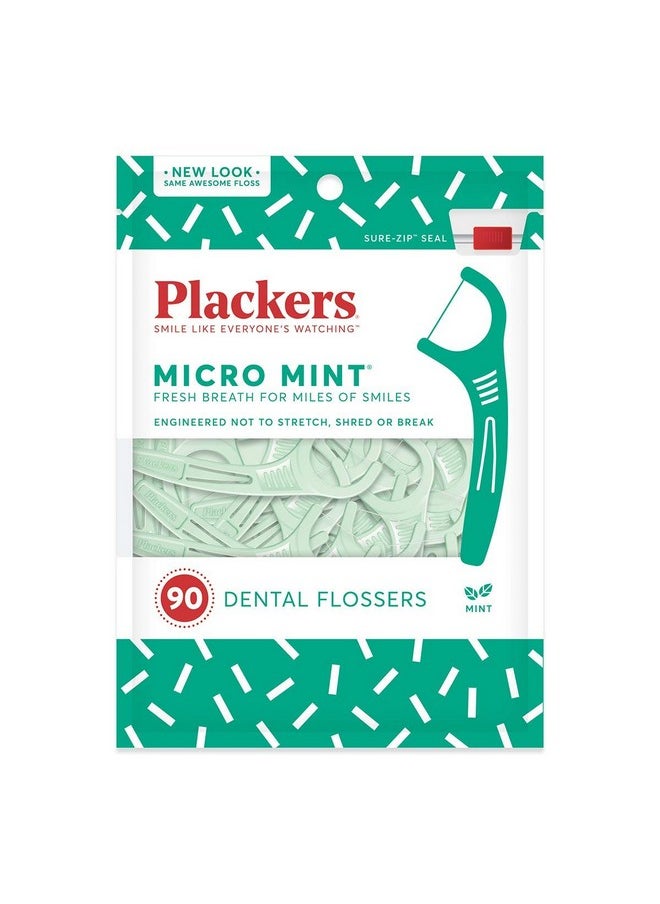 Micro Mint Freshens Breath, Dental Flossers Mint 90 Each ( Pack Of 10)