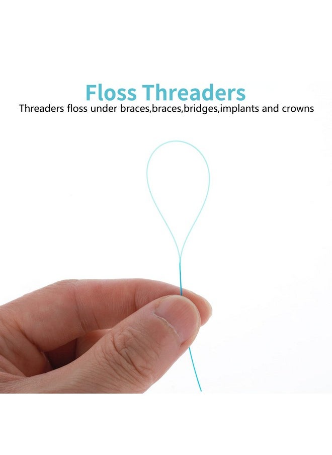 100 Pcs Floss Threaders Multifunctional Deep Clean Floss For Braces, Bridges, And Implants Dental Threader (Blue)