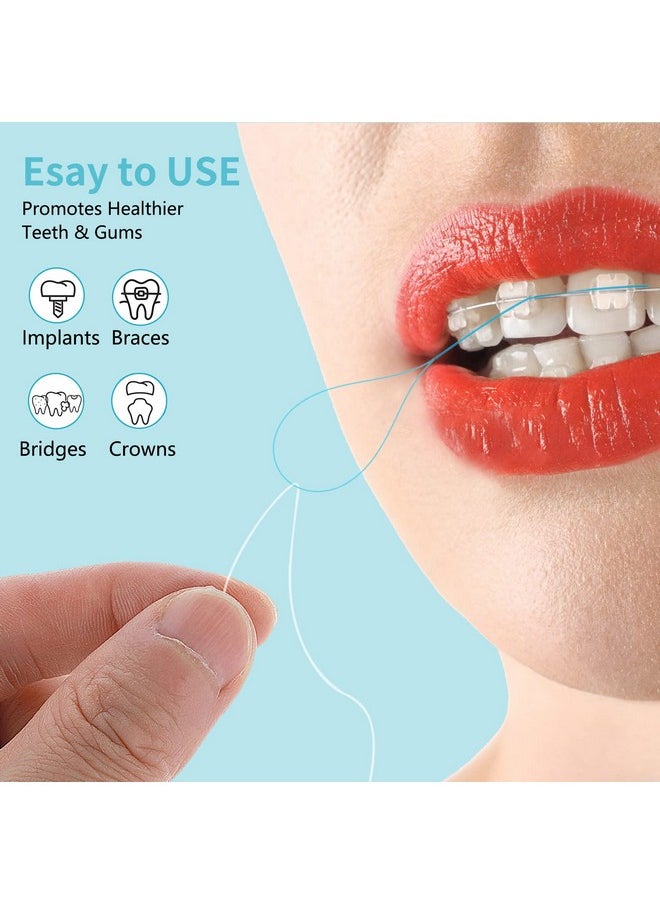 100 Pcs Floss Threaders Multifunctional Deep Clean Floss For Braces, Bridges, And Implants Dental Threader (Blue)