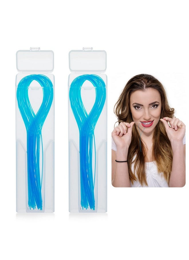 100 Pcs Floss Threaders Multifunctional Deep Clean Floss For Braces, Bridges, And Implants Dental Threader (Blue)