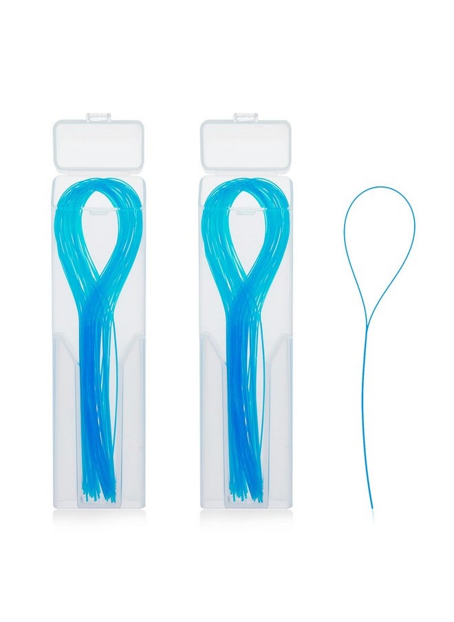 100 Pcs Floss Threaders Multifunctional Deep Clean Floss For Braces, Bridges, And Implants Dental Threader (Blue)