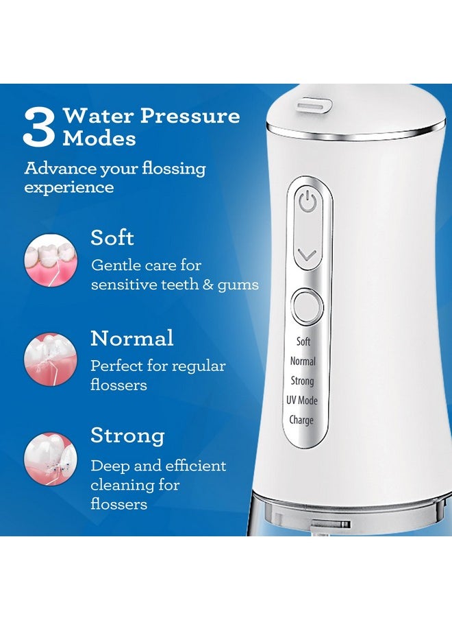 Advanced Dental Water Flosser 2.0 With Uv Mode - Cordless And Portable - 290 Ml Water Tank, 3 Modes, Rechargeable For Healthy Teeth And Gums