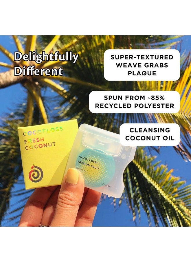 Woven Dental Floss, Dentist-Designed Oral Care, Coconut Scent, Waxed, Expanding, Kid-Friendly String Floss With Coconut Oil, 3 Spools (33 Yd Each)