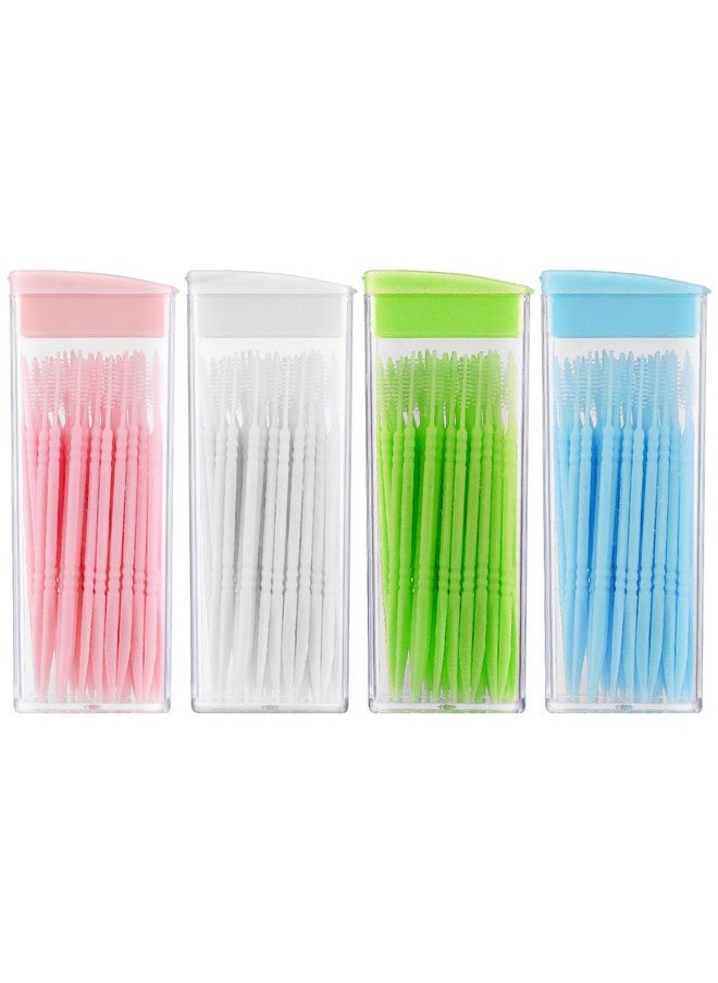 200Pcs Double Head 50Pcs/Box Plastic Toothpick Double-Head Dental Toothpicks, Dental Floss Interdental Toothpick Brush Teeth Stick