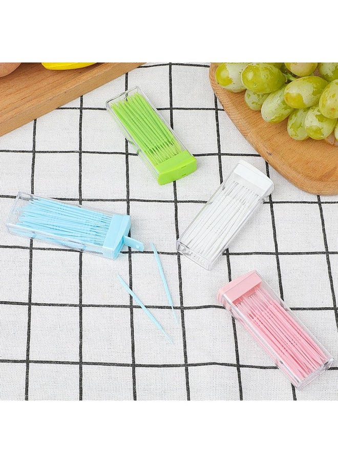 200Pcs Double Head 50Pcs/Box Plastic Toothpick Double-Head Dental Toothpicks, Dental Floss Interdental Toothpick Brush Teeth Stick