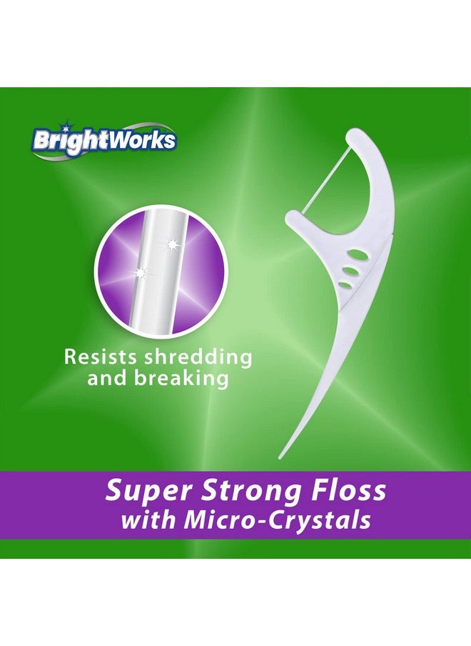 Rightworks Fresh Mint + Whitening Dental Flossers With Plant-Based Handles, Super-Strong Floss And Mint-Flavored Floss With Micro-Crystals, 75 Count (Pack Of 3)