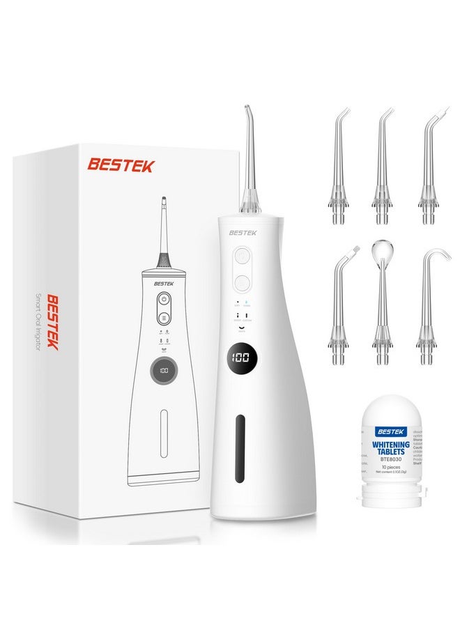 Water Dental Flosser Teeth Pick - 5 Modes Rechargable Water Flosser With 10Pcs Whitening Tablets, 300Ml Tank, 6 Jet Tips, Ipx7 Waterproof, Cordless Oral Irrigator For Teeth, Gums, Braces Care