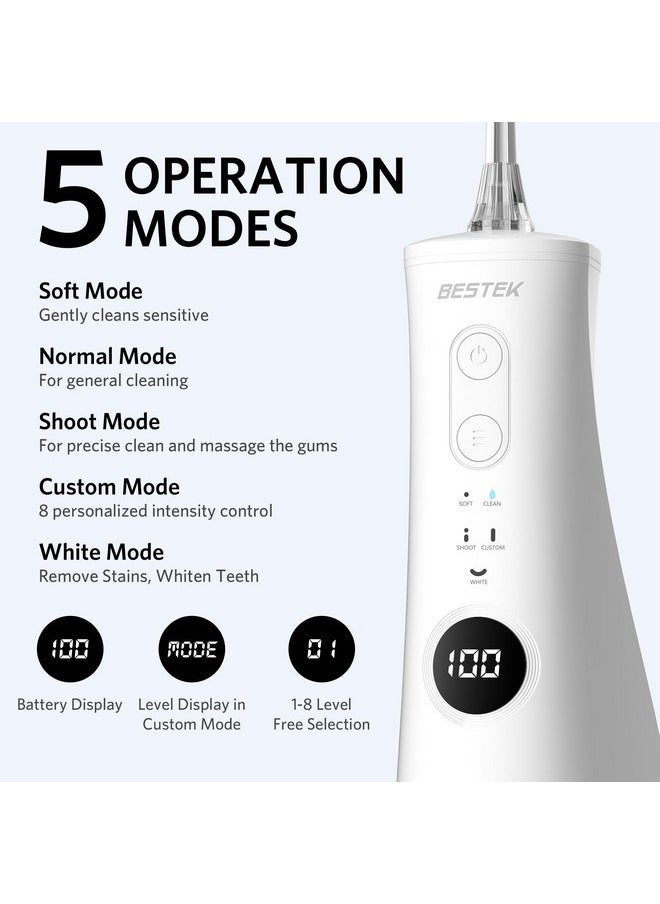 Water Dental Flosser Teeth Pick - 5 Modes Rechargable Water Flosser With 10Pcs Whitening Tablets, 300Ml Tank, 6 Jet Tips, Ipx7 Waterproof, Cordless Oral Irrigator For Teeth, Gums, Braces Care