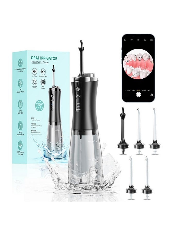 Water Flosser, Upgrade 350Ml Visual Cordless Water Flosser, Portable & Rechargeable Ipx7 Waterproof Flossing Cleaning With Visual Nozzle For Home &Travel