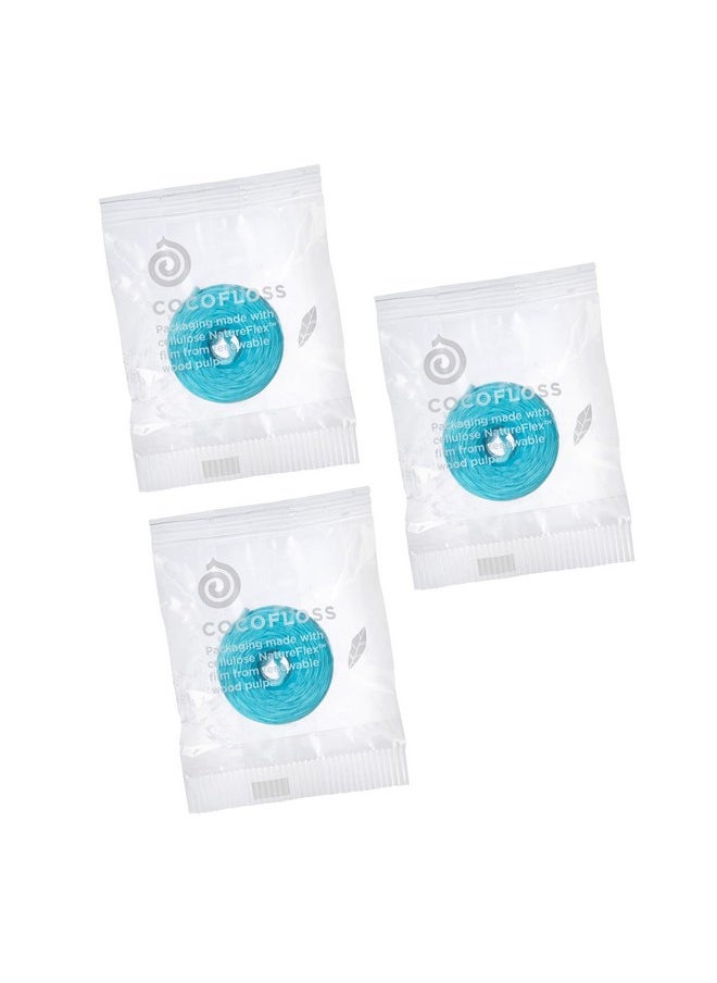 Woven Dental Floss, Refills Set, Dentist-Designed Oral Care, Mint, Waxed, Expanding, Vegan, Kid-Friendly String Floss With Coconut Oil, 3 Refill Spools (33 Yd Each)