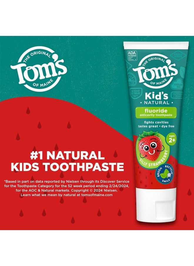 Ada Approved Fluoride Children'S Toothpaste, Natural Toothpaste, Dye Free, No Artificial Preservatives, Silly Strawberry, 5.1 Oz. 3-Pack (Packaging May Vary)