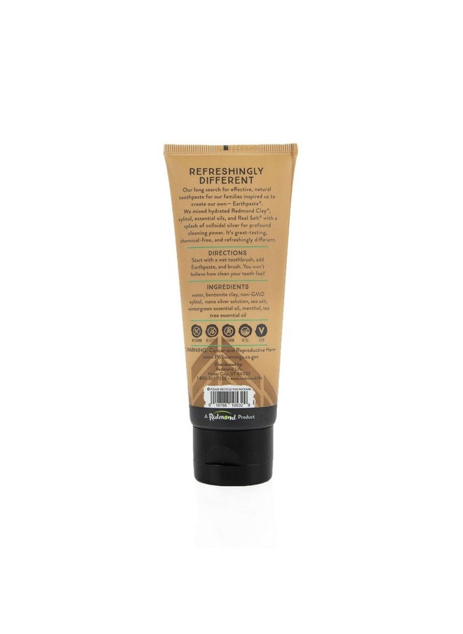 Earthpaste With Silver - Natural Non-Fluoride Toothpaste, 4 Ounce Tube (Wintergreen)