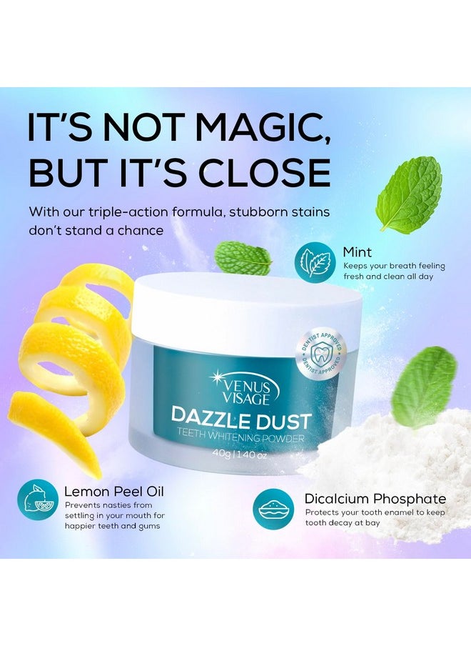 Dazzle Dust Teeth Whitening Powder, Enamel-Friendly Tooth Powder, Tooth Powder For Whitening And Stain Removal, Tooth Powder Toothpaste, Powdered Toothpaste For A Dazzling Smile (40 G)