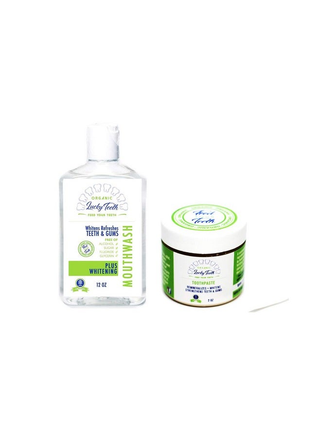 L Care Pack - Food Grade Peroxide Whitening Mouthwash + Remineralizing Toothpaste - By Lucky Teeth.