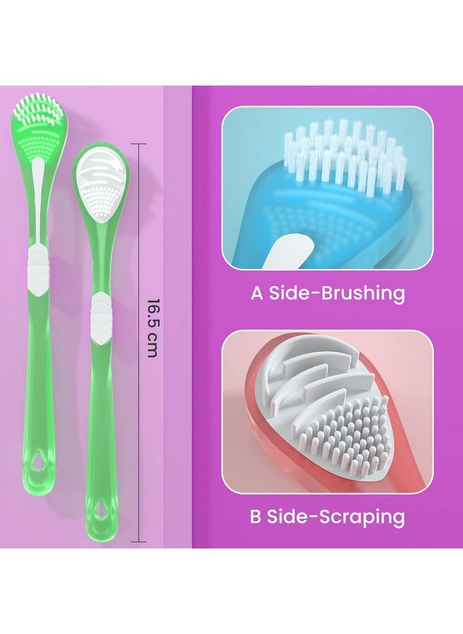 Double-Side Desiged Tongue Scraper, Ultra-Soft Tongue Brush Tongue Cleaner (3 Pack)