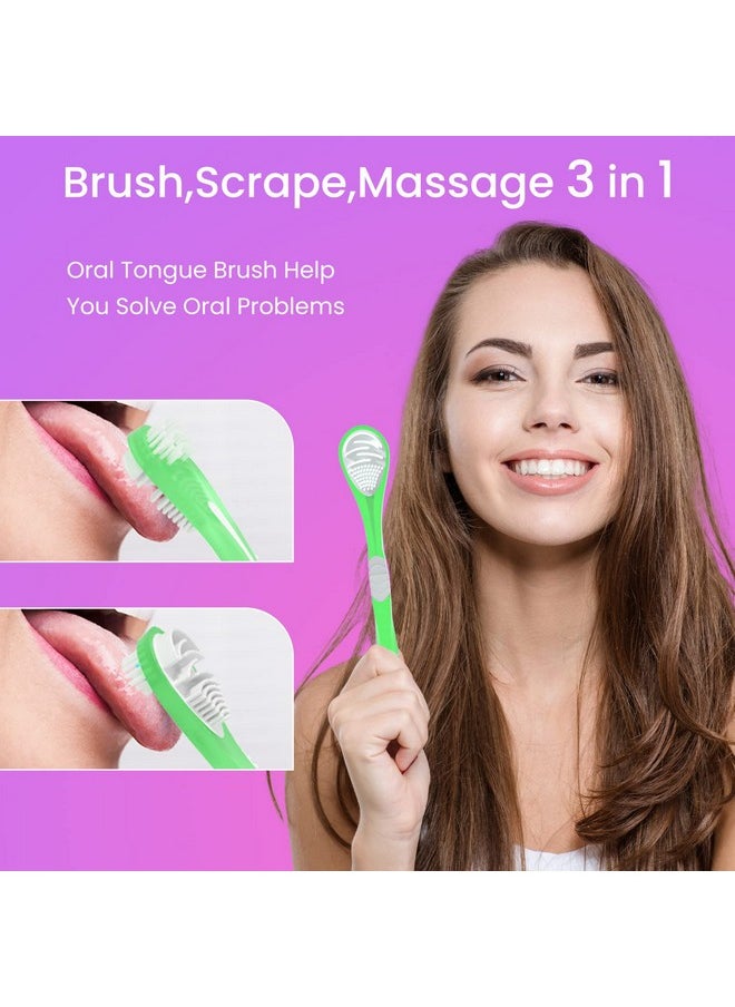 Double-Side Desiged Tongue Scraper, Ultra-Soft Tongue Brush Tongue Cleaner (3 Pack)