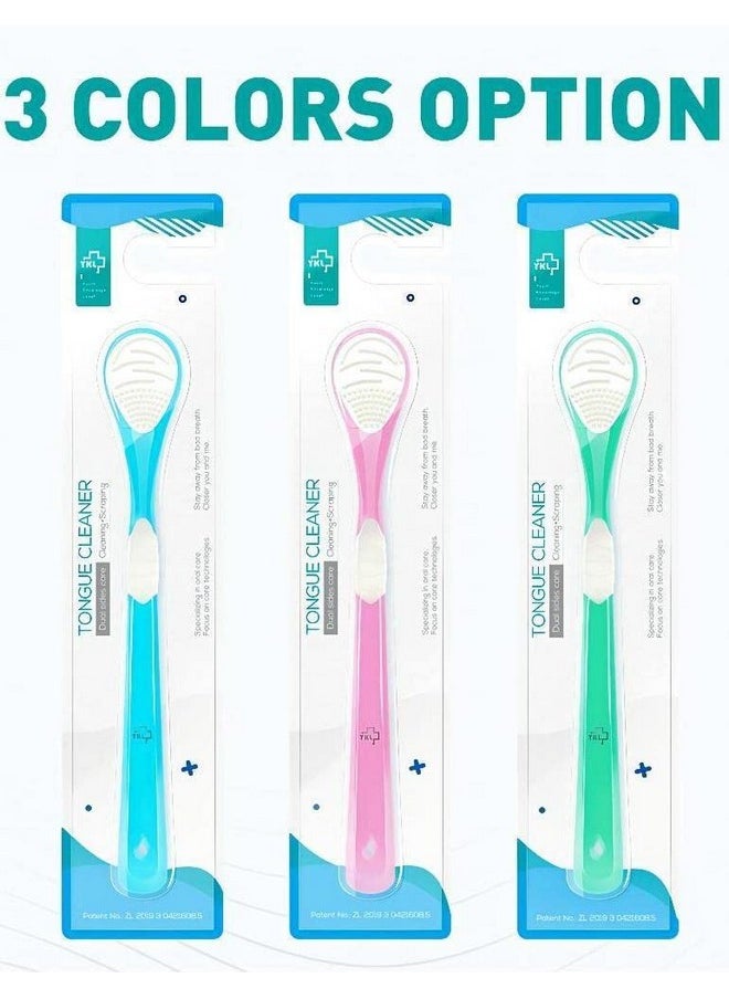 Double-Side Desiged Tongue Scraper, Ultra-Soft Tongue Brush Tongue Cleaner (3 Pack)