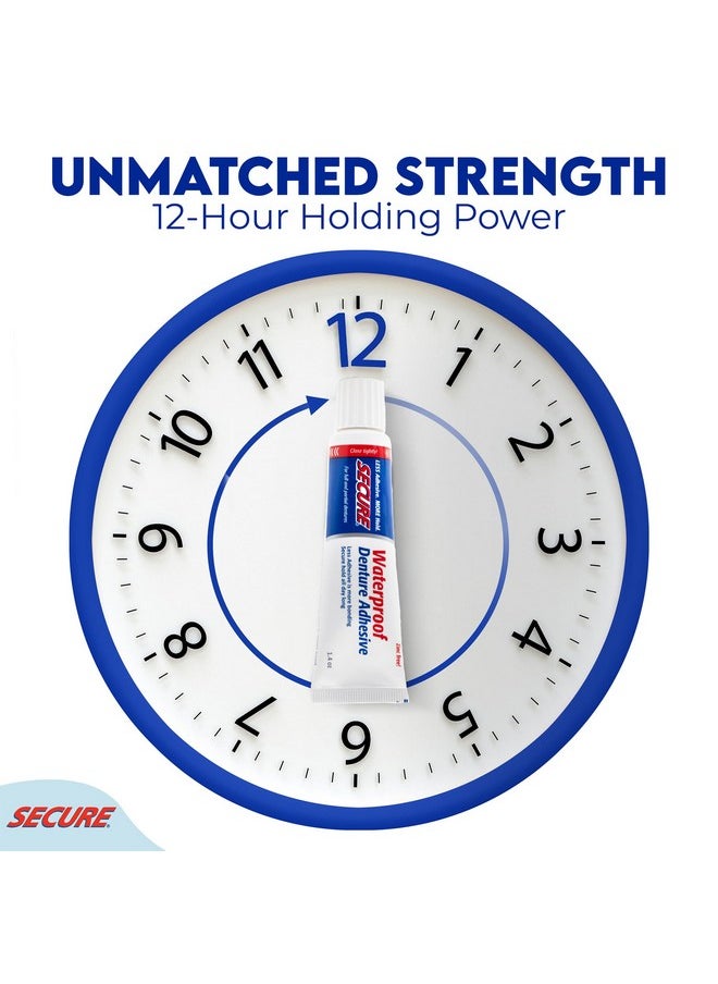 Waterproof Denture Adhesive - Zinc Free - Extra Strong Hold For Upper, Lower Or Partials - 1.4 Oz (Pack Of 5)
