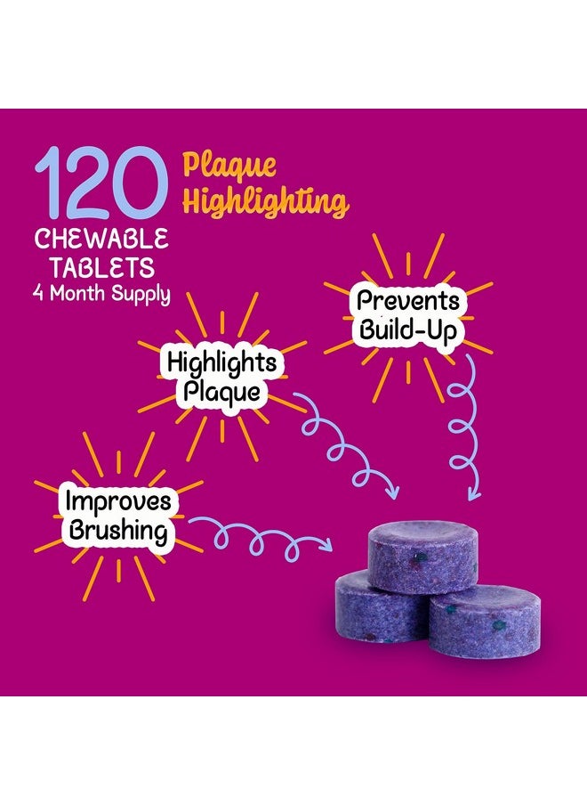 Plaque/Dental Disclosing Tablets, A Teeth Coloring Tablets Plaque Finder Solution To Effectively Remove Plaque And Tartar Buildup, Improves Oral Care (4 Month Supply - 120 Pack)