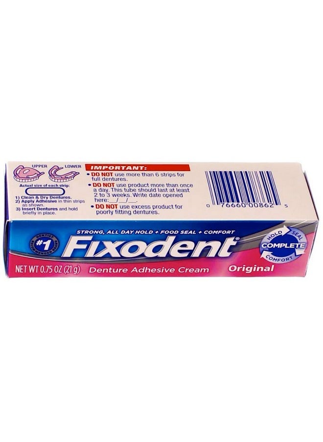 Denture Adhesive Cream Original, Multi, 0.75 Oz, Pack Of 4