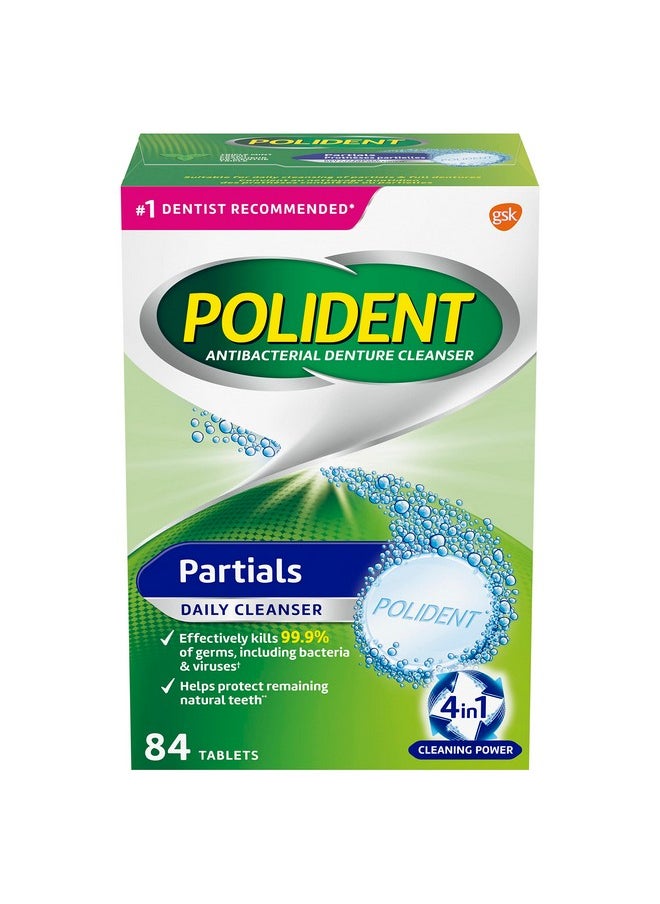 Partials Denture Cleaning Tablets, Triple Fresh Mint, 84 Count, White