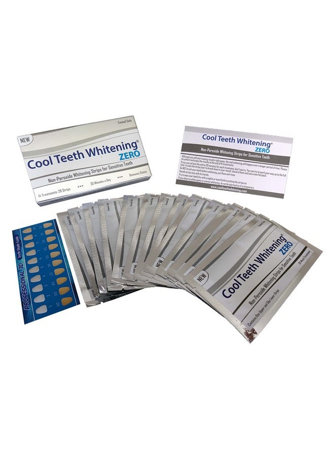 Zero Peroxide Strips For Sensitive Teeth And Gums Whitener Band Kit 28 Pcs 14 Treatments 2 Week Supply Color Chart Gentle No Hp Bleach Free Instant White Tooth Non Slip Formula