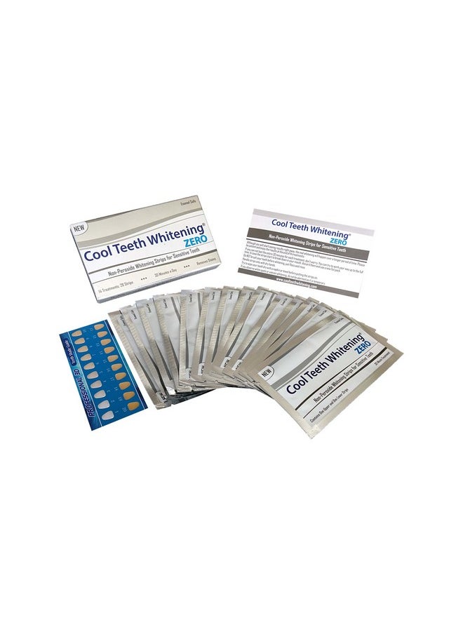 Zero Peroxide Strips For Sensitive Teeth And Gums Whitener Band Kit 28 Pcs 14 Treatments 2 Week Supply Color Chart Gentle No Hp Bleach Free Instant White Tooth Non Slip Formula