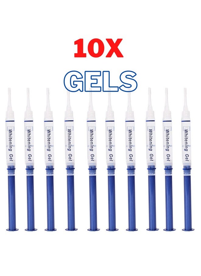 Kit 10 Syringes (3Ml) New Strongest 44% Carbamide Peroxide Teeth Whitening Gel Vegan Light And Trays Included
