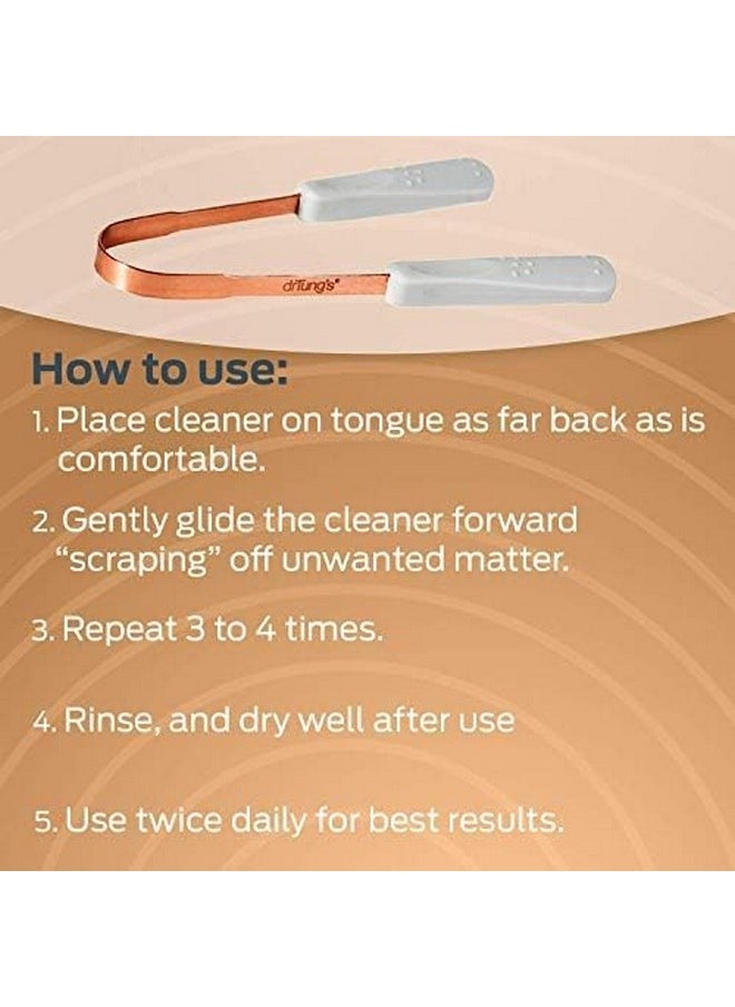 Drtung’S Copper Tongue Scraper - Tongue Cleaner For Adults, Kids, Helps Freshens Breath, Easy To Use Comfort Grip Handle, Comes With Travel Case - Copper Tongue Scrapers (1 Count)