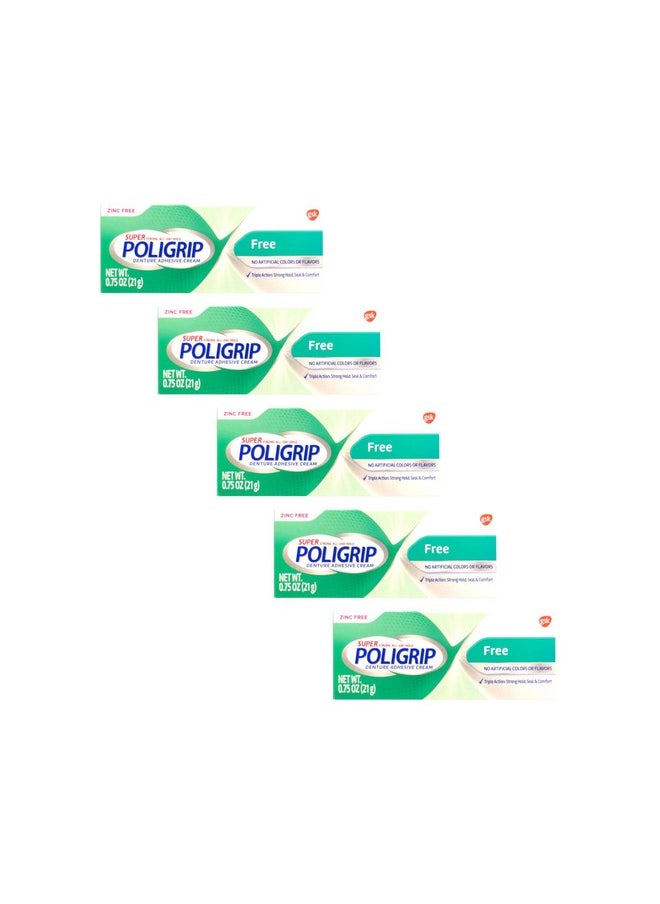 Super Poligrip Denture Adhesive Cream - Strong, All-Day Hold - Zinc Free - No Artificial Flavors Or Colors - 0.75 Oz. Ea.
