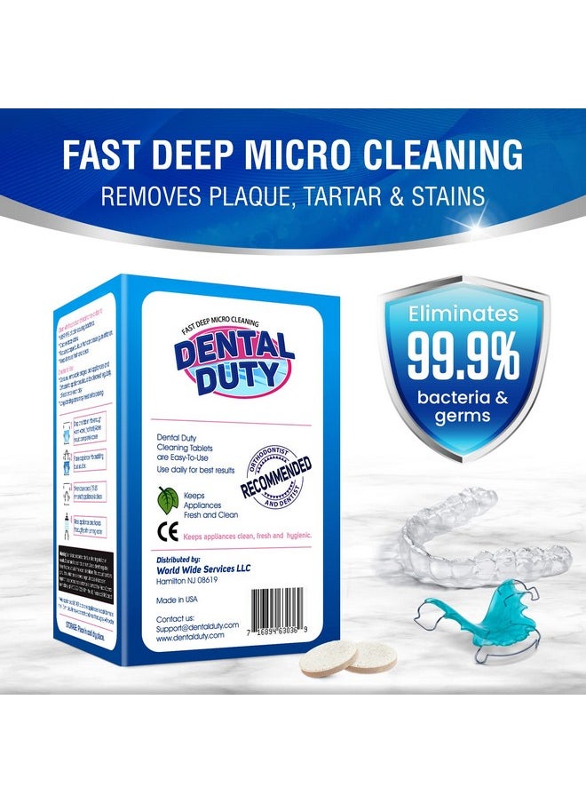 Retainer Cleaner And Denture Cleaning Tablets - Mouthguard Cleaner And Denture Cleaner Tablets Remove Plaque, Odors And Stains From Aligners, Night Guard And Removable Dental Appliances - 120 Tablet
