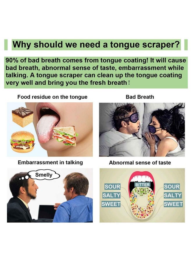 Tongue Scraper For Adults&Kids, Durable Food Grade 2 In 1 Silicone Tongue Brush And 100% Stainless Steel Tongue Scrapers, Reduce Bad Breath