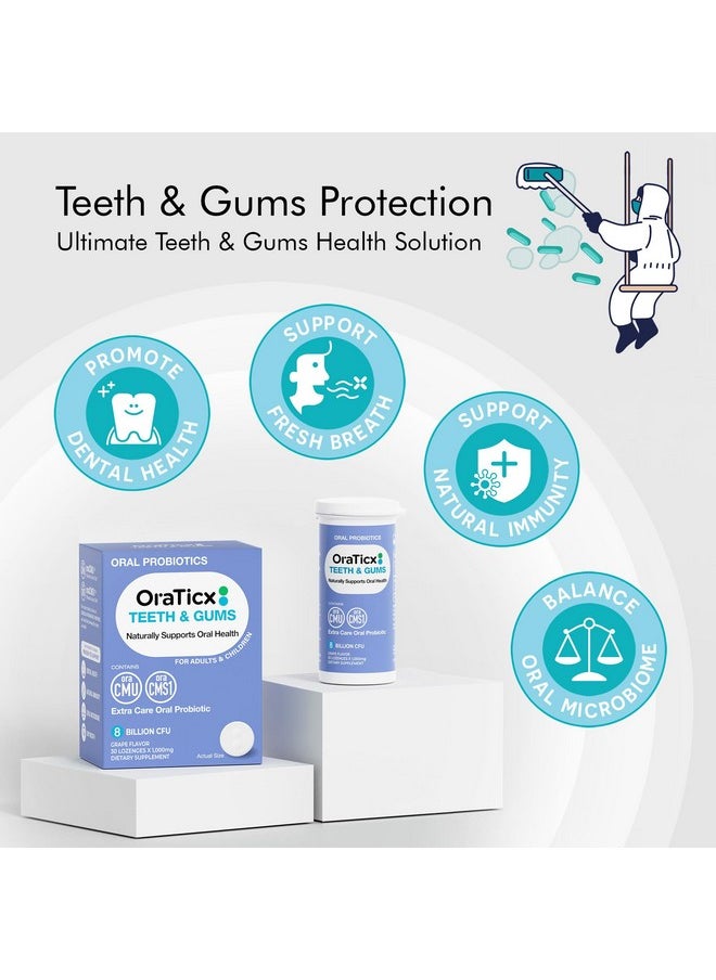 Teeth & Gums Dental Probiotic, Naturally Supports Oral Health And Immunity, Oral Probiotics Supplement 8 Billion Cfu, Grape Flavor 30 Lozenges 1-Pk