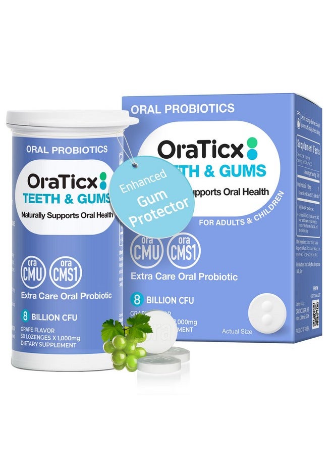 Teeth & Gums Dental Probiotic, Naturally Supports Oral Health And Immunity, Oral Probiotics Supplement 8 Billion Cfu, Grape Flavor 30 Lozenges 1-Pk