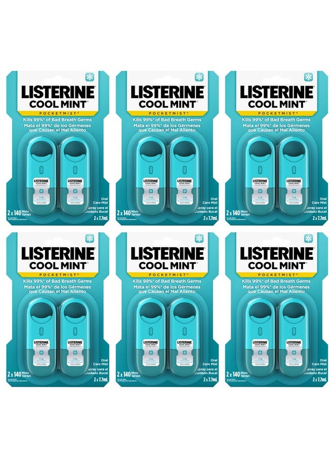 Cool Mint Pocketmist, Oral Care Mist For Fresh Breat, Kills 99% Of Bad Breath Germs, Cool Mint Flavor, 0.26 Fl Oz - 2 Count (Pack Of 6)