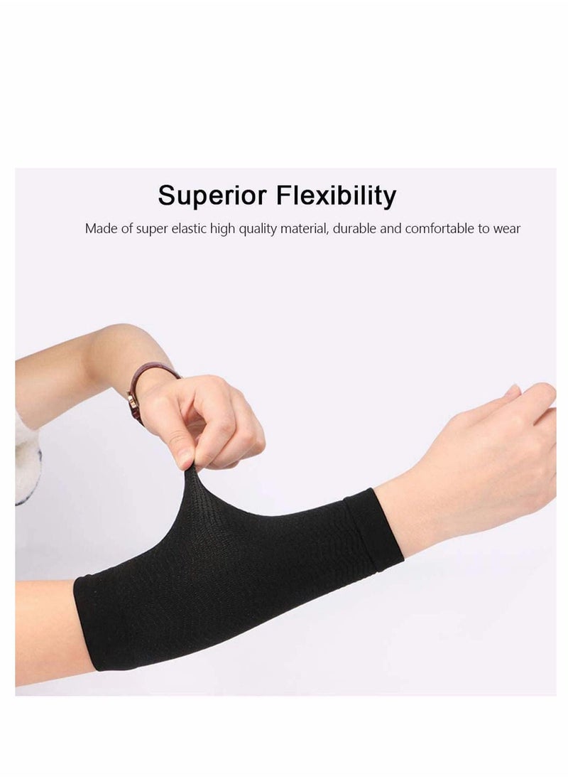 2 Pairs Slimming Compression Arm Shaper Burn Fat Weight Loss Arm Former Fat Buster Off Cellulite Slimming Wrap Belt Band for Women Lady Girls (Black and Flesh Color)