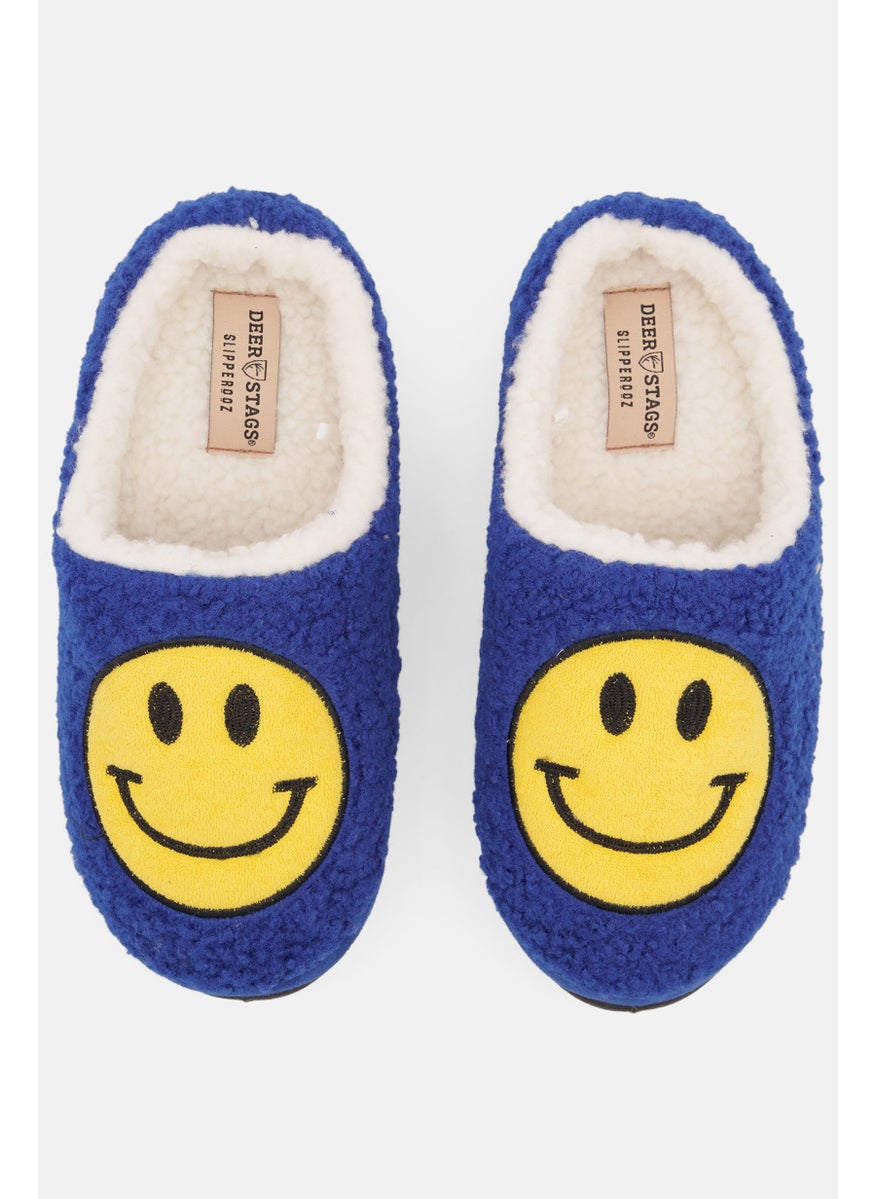 Men Slip on Faux Fur Slipper, Blue Combo