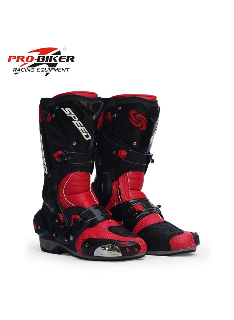 Riding Tribe Motorcycle Boots Mid-Calf for MenRed Red