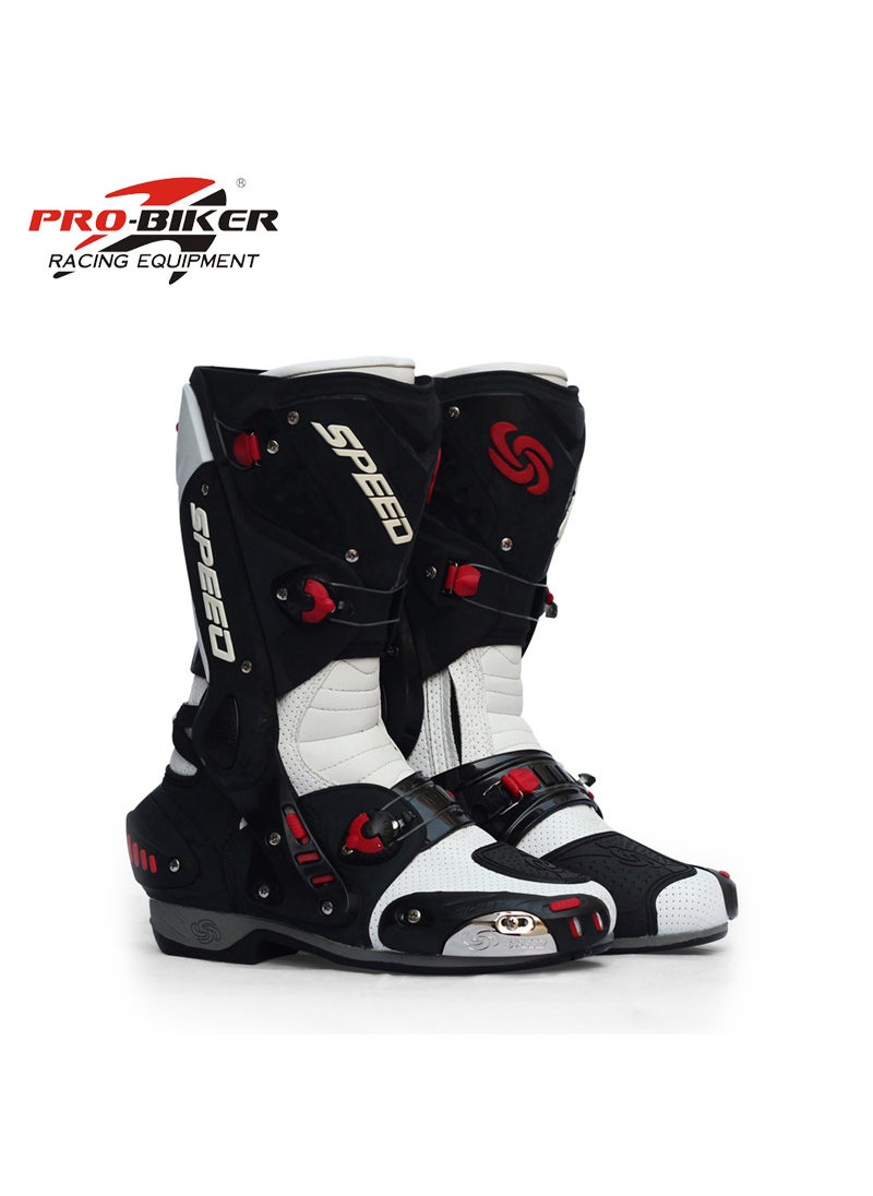 Riding Tribe Motorcycle Boots Mid-Calf for MenWhite White