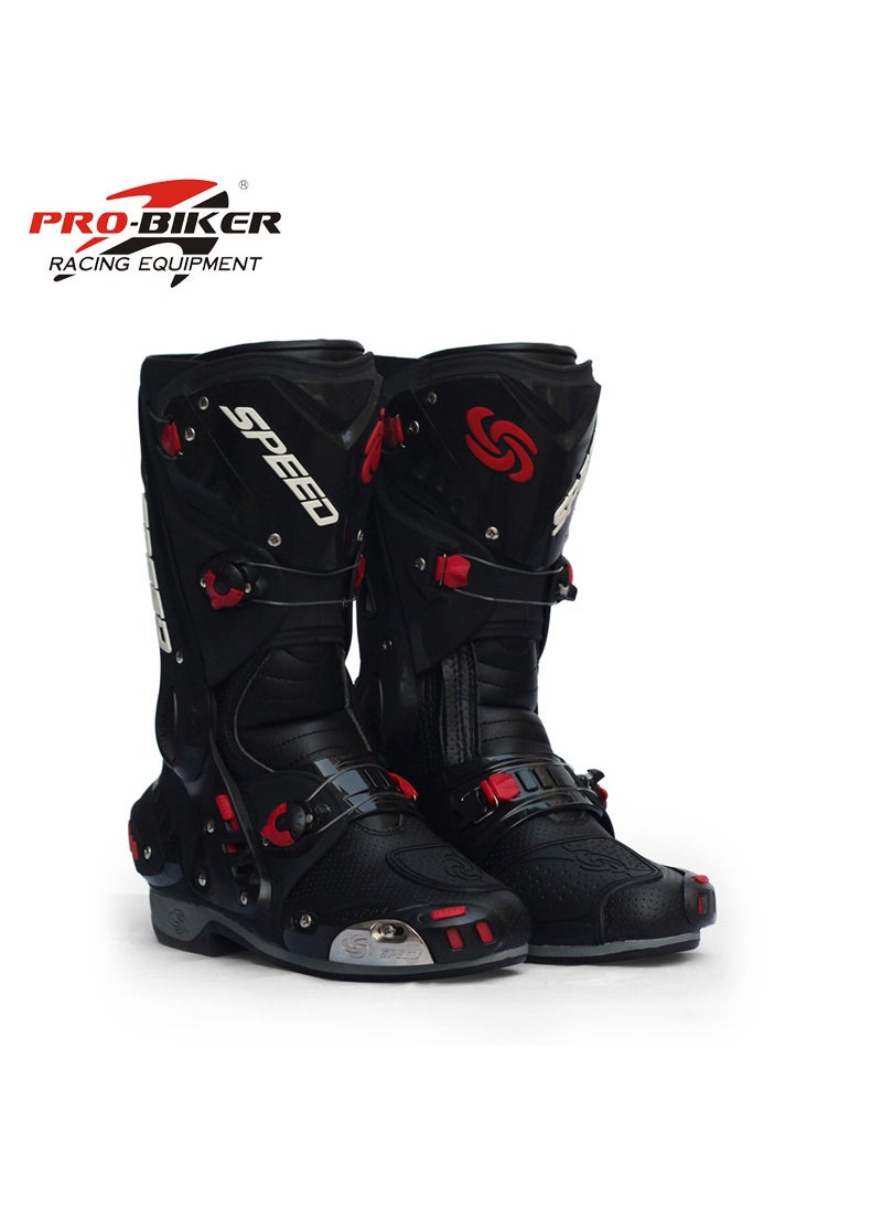 Riding Tribe Motorcycle Boots Mid-Calf for MenBlack Black