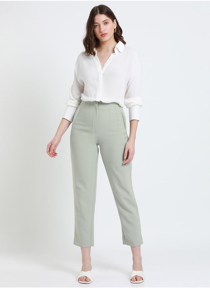 White Relaxed Fit Shirt for Women - Viscose Crepe, Full Sleeves, Shirt Collar, Solid, Casual, Machine Wash