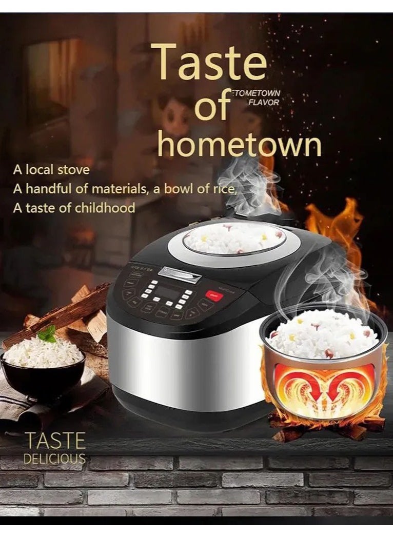 5L Large Capacity Visual Window Multi-Functional Digital Electric Rice Cooker With 8 Cooking Methods 24 Hour Delay Timer & Auto Keep Warm Function.