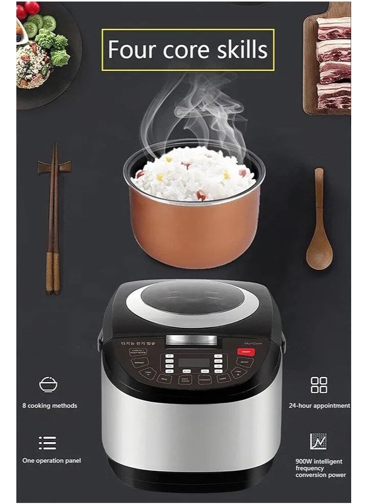 5L Large Capacity Visual Window Multi-Functional Digital Electric Rice Cooker With 8 Cooking Methods 24 Hour Delay Timer & Auto Keep Warm Function.