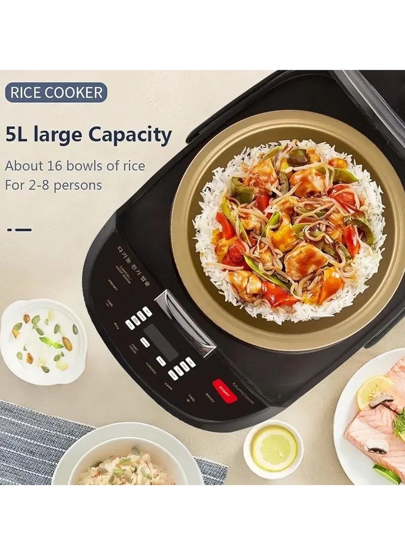 5L Large Capacity Visual Window Multi-Functional Digital Electric Rice Cooker With 8 Cooking Methods 24 Hour Delay Timer & Auto Keep Warm Function.