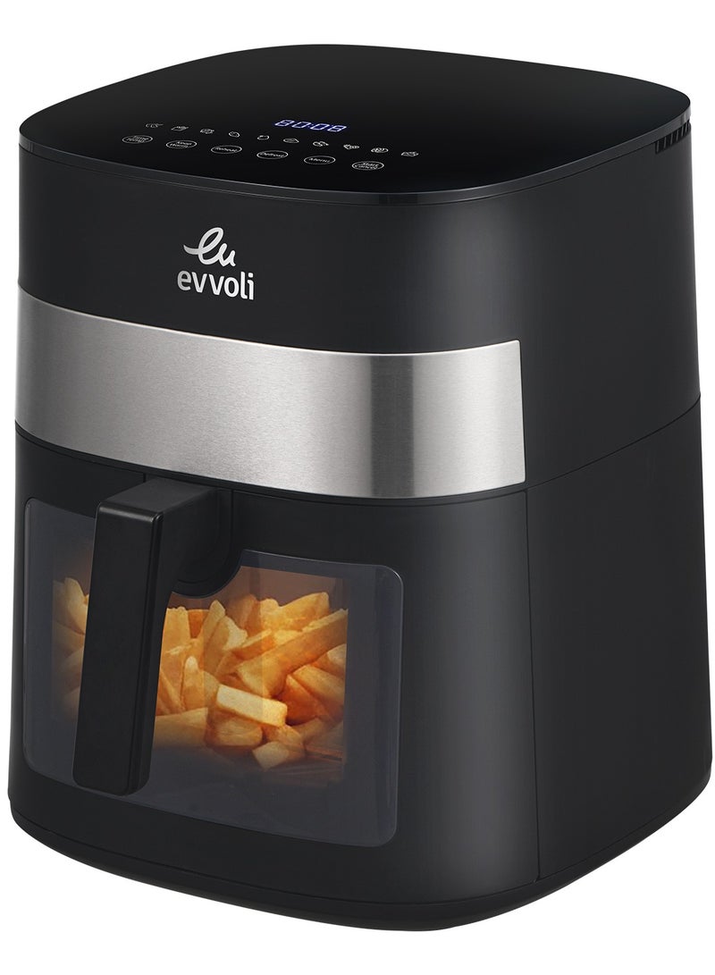 8L Air fryer With 10 Preset Programs, 1800W, Transparent Window 8 L 1700 W EVKA-AF8010T Black