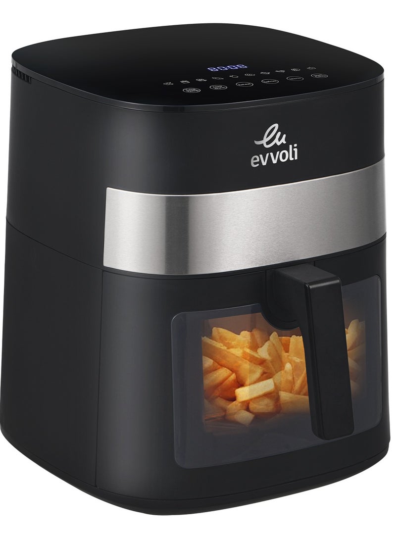 8L Air fryer With 10 Preset Programs, 1800W, Transparent Window 8 L 1700 W EVKA-AF8010T Black